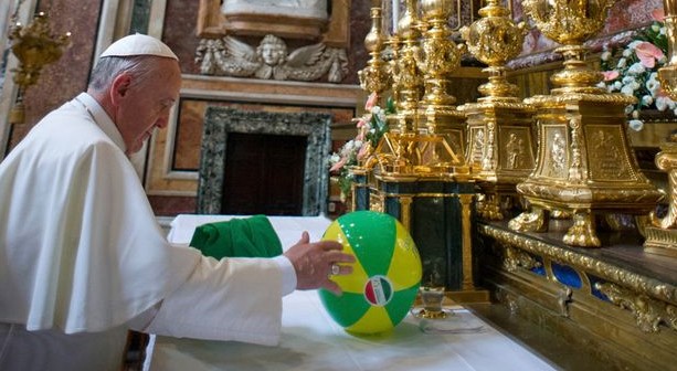 Pope Beach Ball on Altar